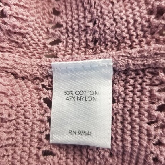 J Jill Small Mauve Open Knit Crochet Sweater Top Coastal Textured Boho Granny - Picture 10 of 12
